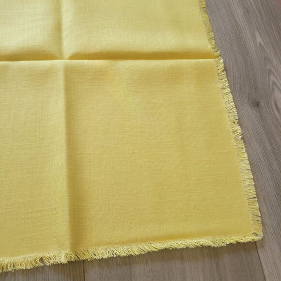 Yellow Square Cotton Tablecloth With Fringed Edges 36" X 36" - Picture 3 of 6